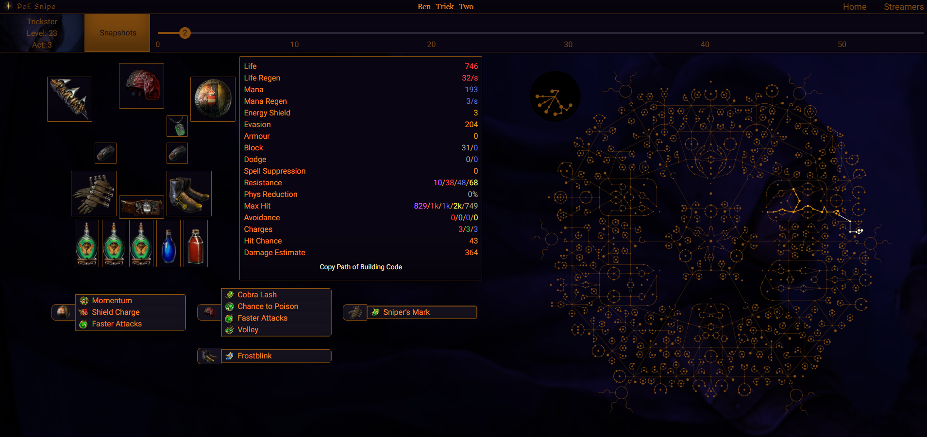 Preview Screen of the PoE-Snipe App
